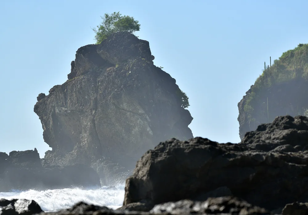 Rock formations on the beach at Ostional National Wildlife Refuge