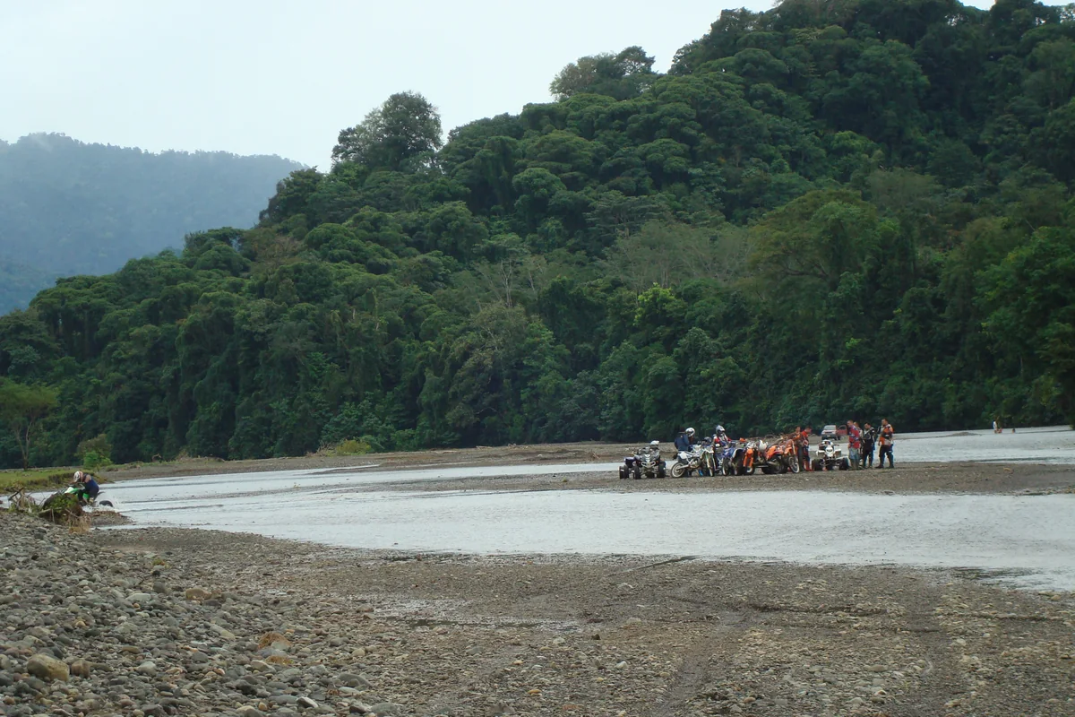 ATVs at a river crossing in Costa Rica